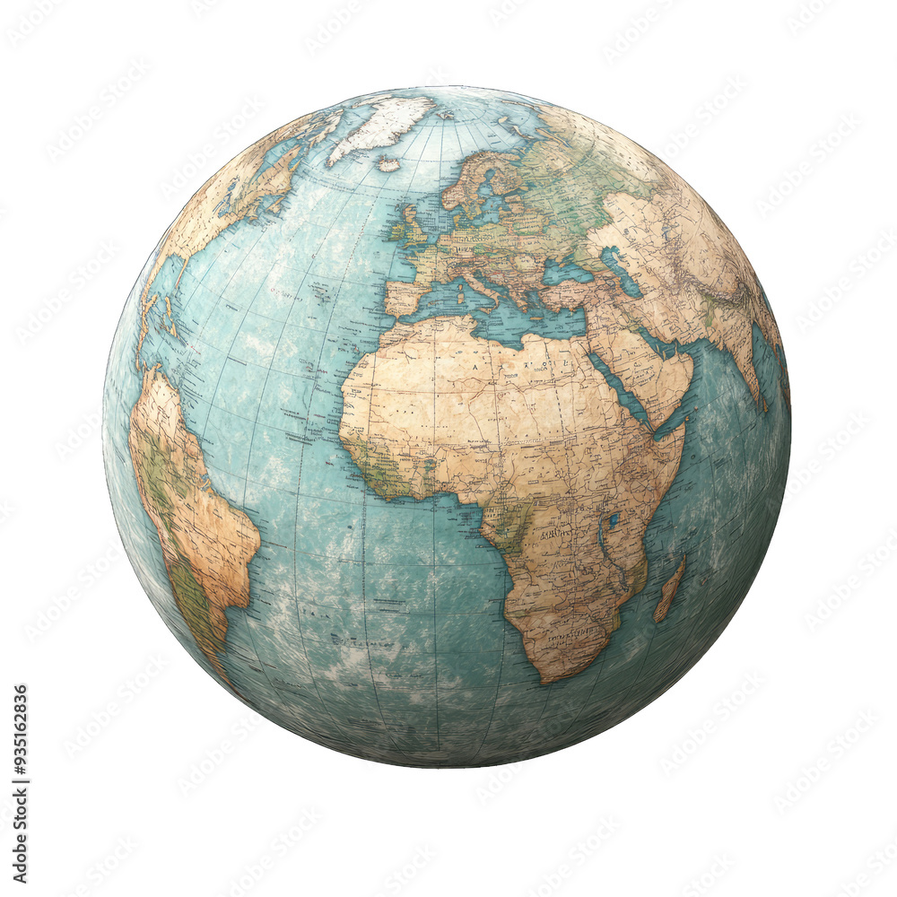 Globe with detailed world map Globe with detailed world map