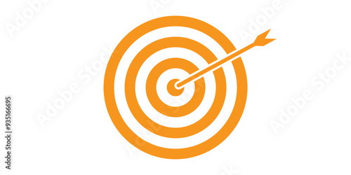 Orange bullseye dart target icon. Dart target goal marketing sign. Arrow dart logo vector. Winner dart sign.