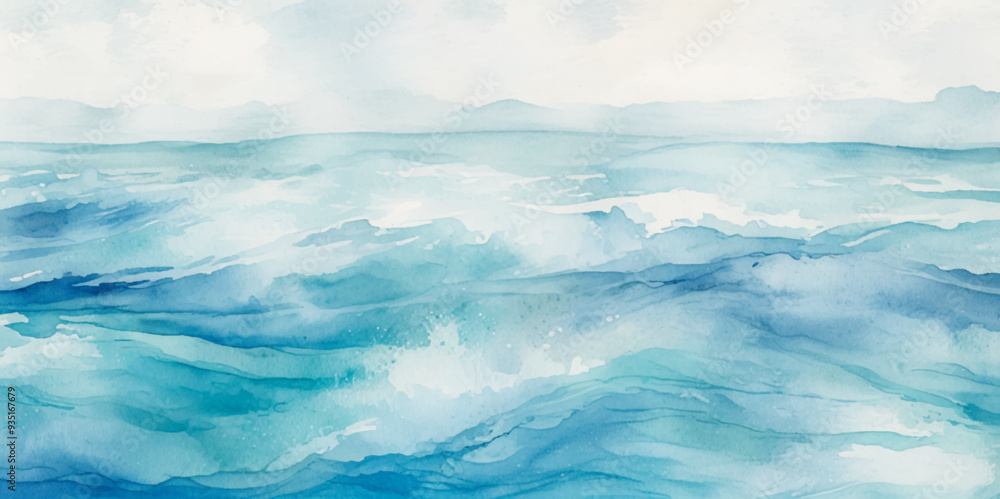 Obraz premium Beautiful soft blue sea water, ocean wave background. Soft blue and white hand printed creative marble texture ocean background.