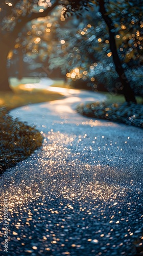 Light, abstract outdoor running paths with a clear area for text