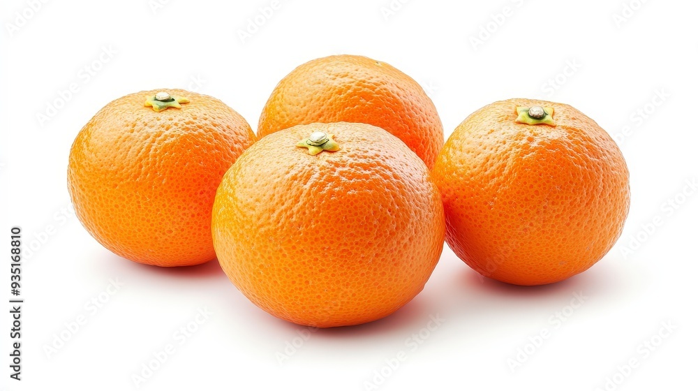 Four whole mandarin oranges, arranged in a square, on a white background. Four whole mandarin oranges, arranged in a square, on a white background.