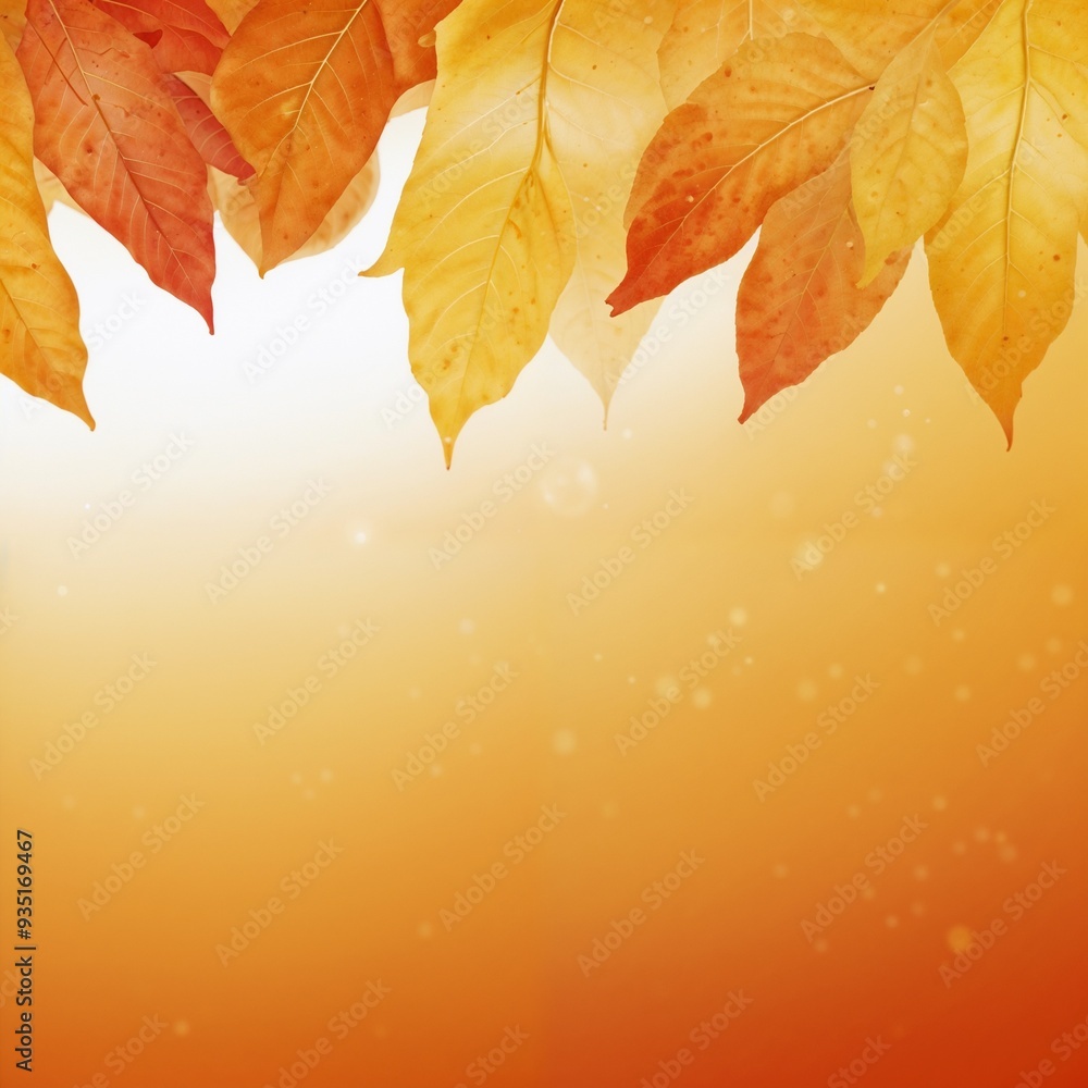 Fototapeta premium A close-up of autumn leaves with a gradient background, ideal for seasonal design projects and backgrounds.