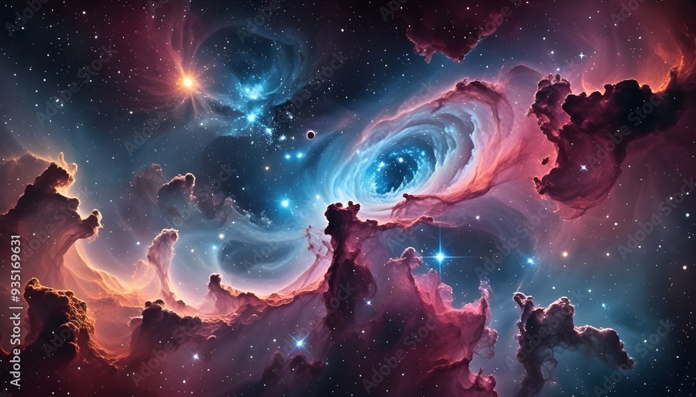 Fototapeta premium fantasy scene colorful nebula in space background