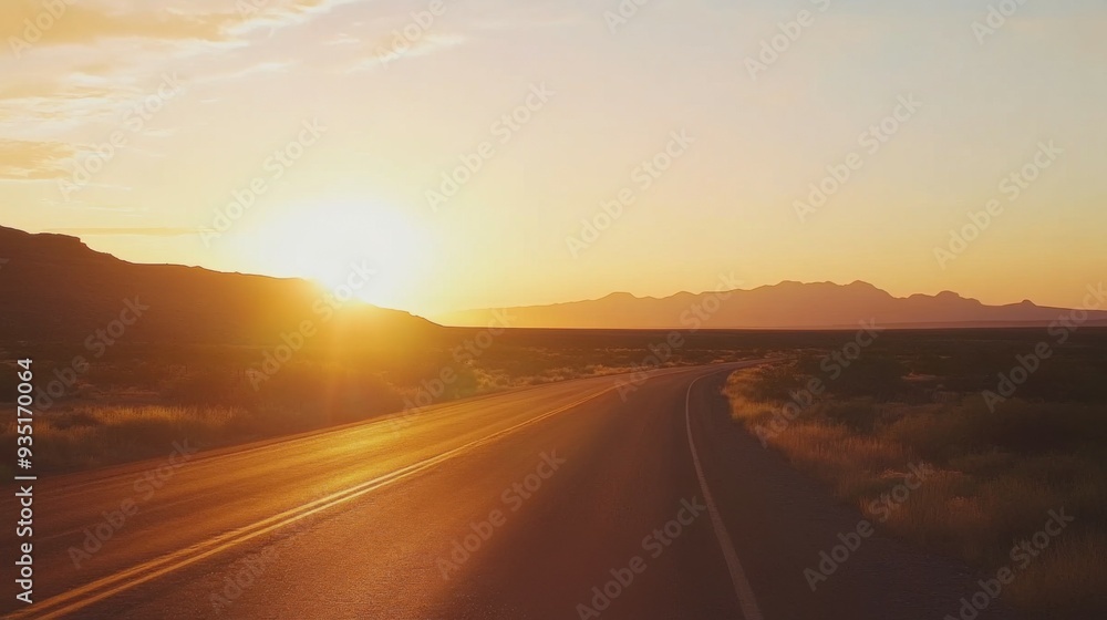 Fototapeta premium road covered with sand in the desert at sunset. Top view.