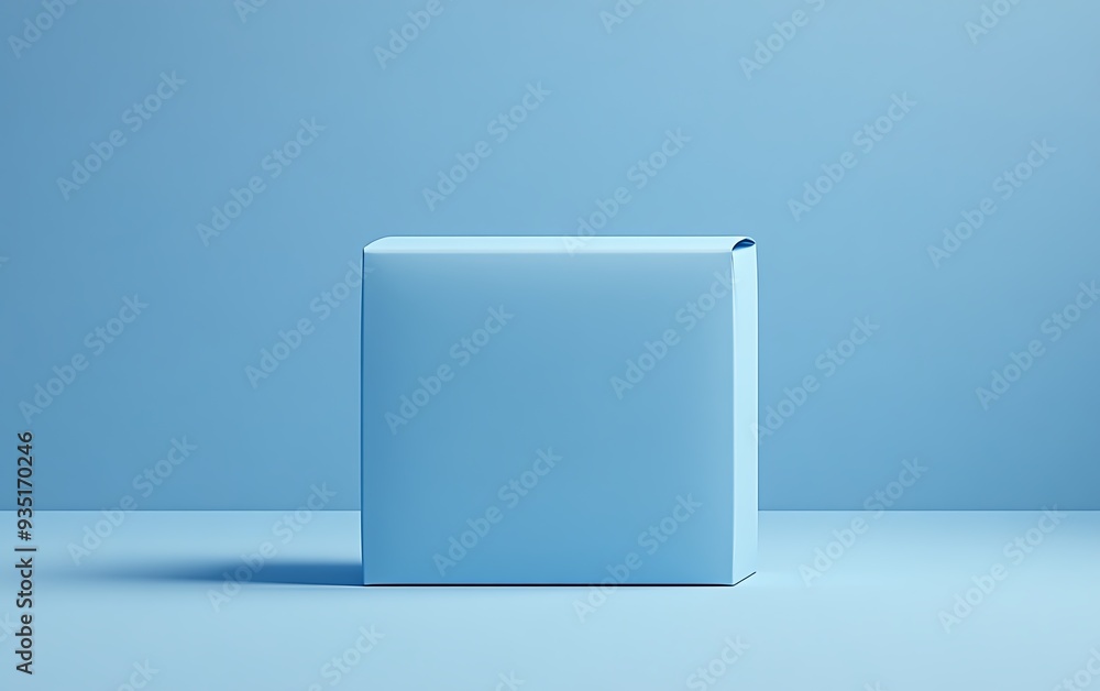 Minimalist matte sky blue box, designed for singleuse sachets, with a ...