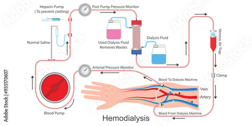Hemodialysis is a treatment to filter wastes and water.