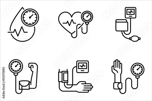 Blood pressure icon set vector illustration on white background