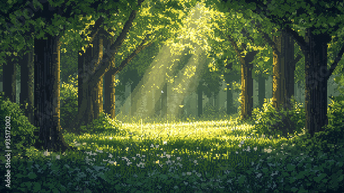 Fototapeta Naklejka Na Ścianę i Meble -  forest background in pixel style game design