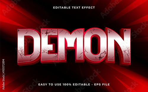 Fotografi 3d demon gradient scary text style effect template editable text effect