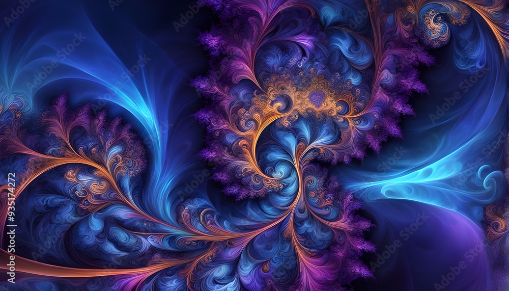 abstract fractal swirls background with flowers abstract fractal swirls background with flowers