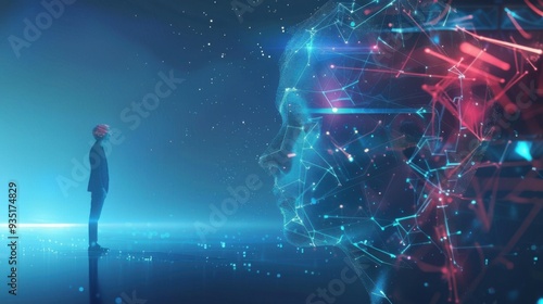 a human talking to a robotic artificial intelligence.