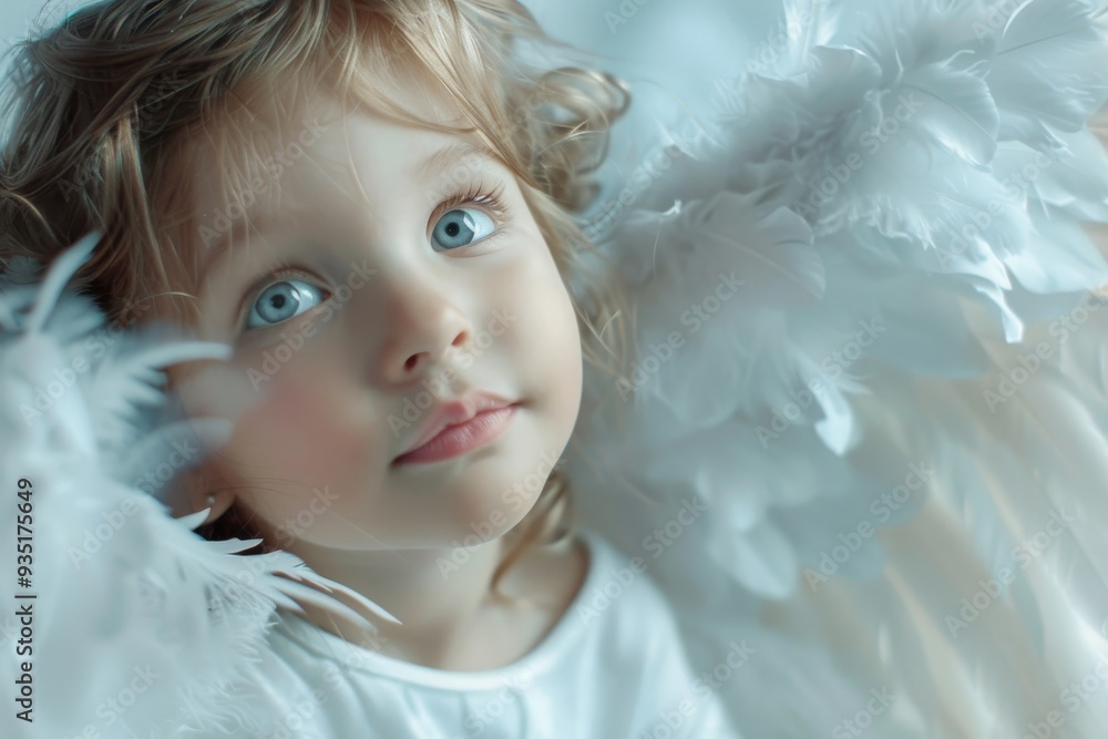 A little girl with angel wings stands joyfully in a vibrant green field, embodying innocence and wonder, A sweet-faced angel with fluffy white wings, AI generated A little girl with angel wings stands joyfully in a vibrant green field, embodying innocence and wonder, A sweet-faced angel with fluffy white wings, AI generated