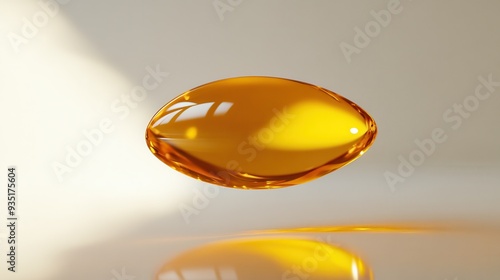 High-End Poster Featuring a Large Yellow Fish Oil Drop Suspended in Air.