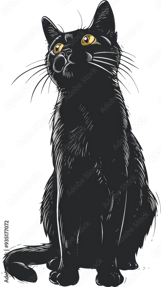 Black cat looking up Black cat looking up