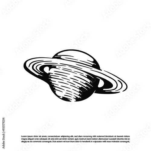 Hand drawn Saturn planet isolated on white background