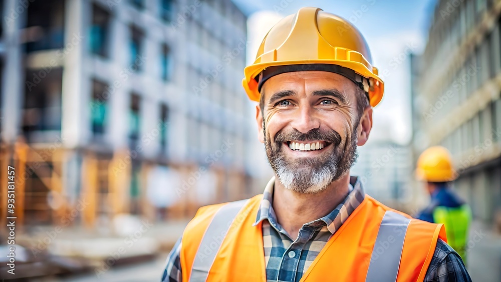 Happy Construction Worker Smiling at Camera. Happy Construction Worker Smiling at Camera.