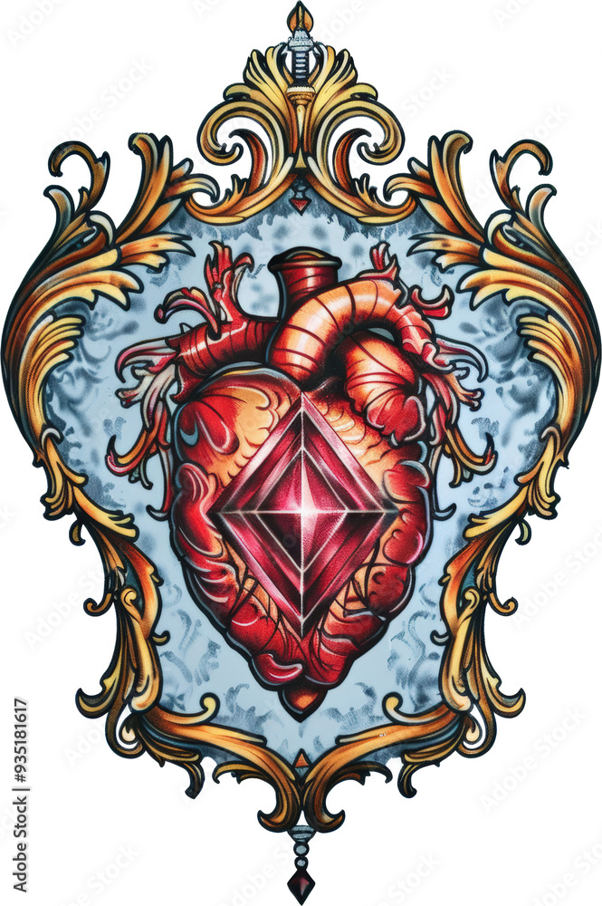 Fototapeta premium Ornate heart with jewel