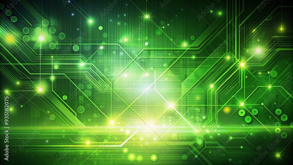 Obraz premium Abstract green technology background with futuristic design and digital elements