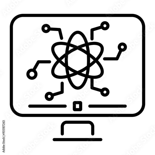 Quantum computing icon linear style 