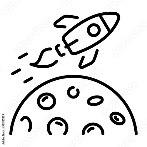 A linear style icon of moon exploration 