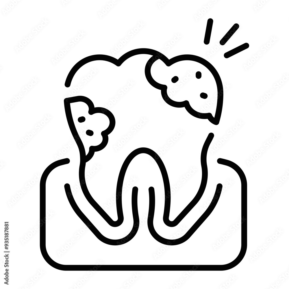 Fototapeta premium A linear style icon of tooth cavity