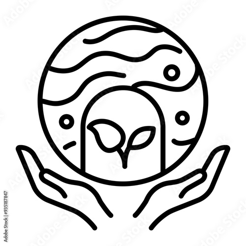 Terraforming planet icon in outline style 