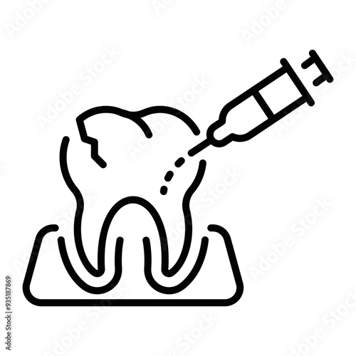 Dental anesthesia icon in linear style  photo