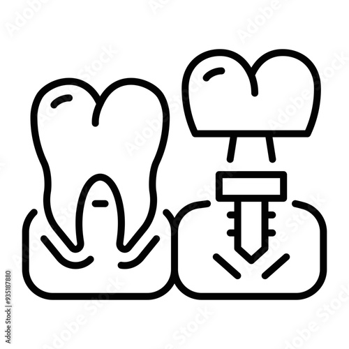 Tooth implant icon in line style 
