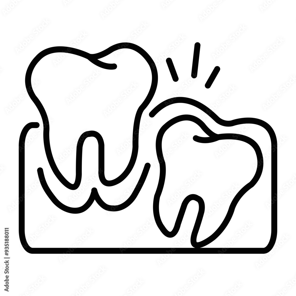 Impacted tooth icon in line style Impacted tooth icon in line style