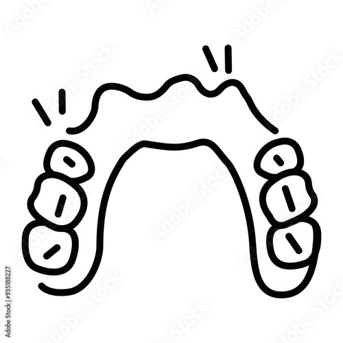 Dental prosthetics icon in linear style 