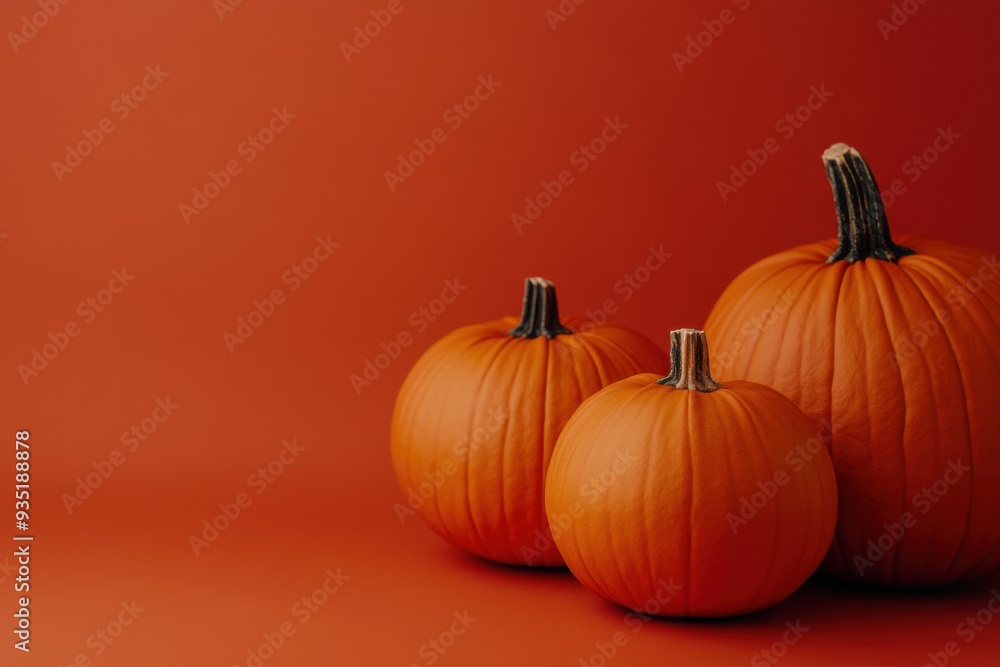 Fall-inspired display with room for writing. Trio of pumpkins in vibrant tones of orange. Ideas for the season Fall-inspired display with room for writing. Trio of pumpkins in vibrant tones of orange. Ideas for the season