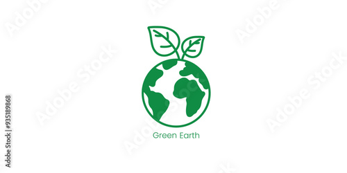 Green Earth Vector Icon Representing Environmental Protection