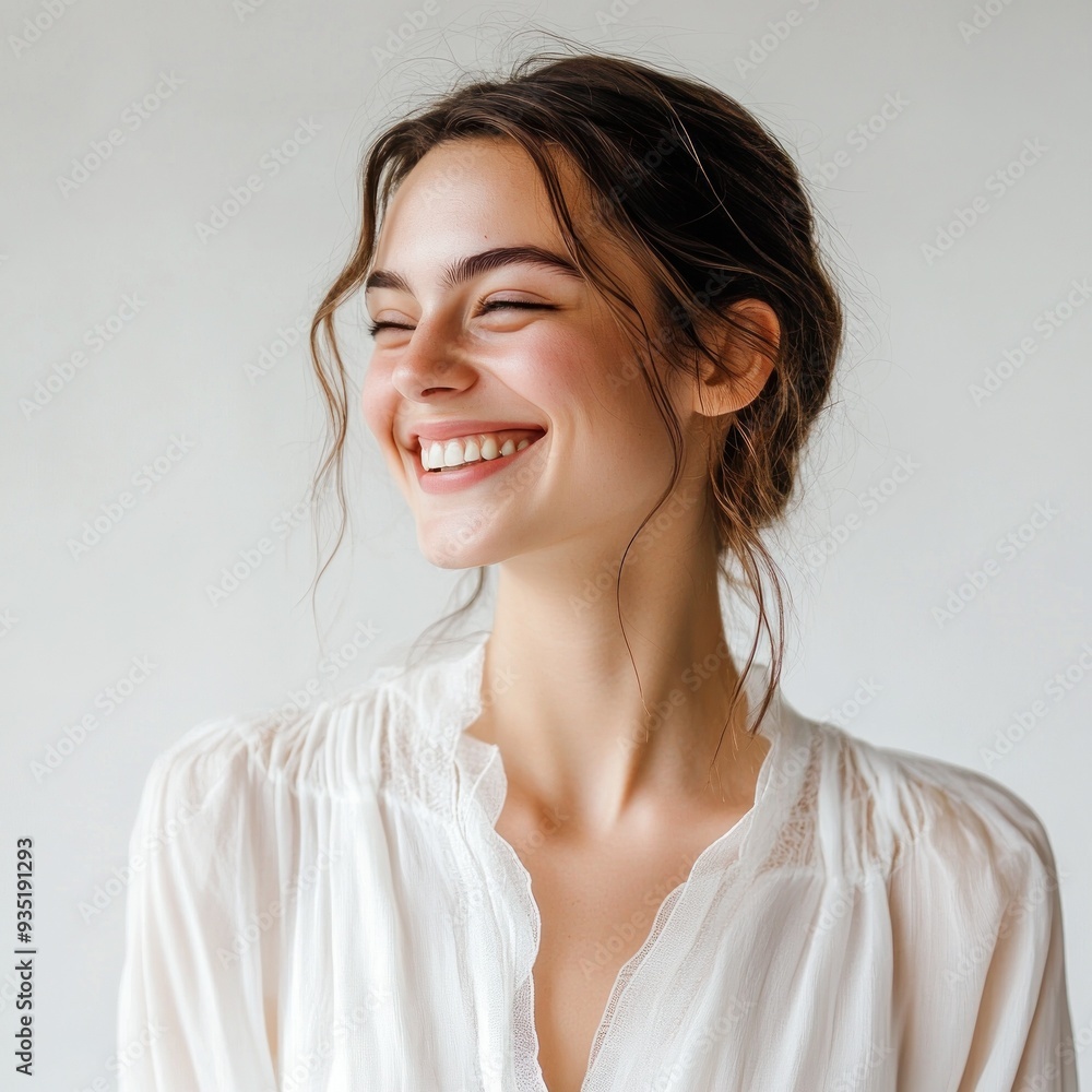 Woman smiling warmly, the embodiment of pure joy Woman smiling warmly, the embodiment of pure joy
