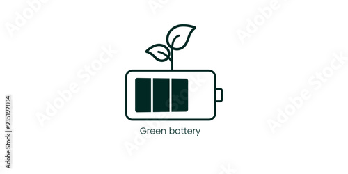 Green Battery Vector Icon Symbolizing Renewable Energy Storage