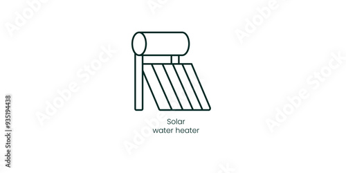 Solar Water Heater Vector Icon Design for Sustainable Energy