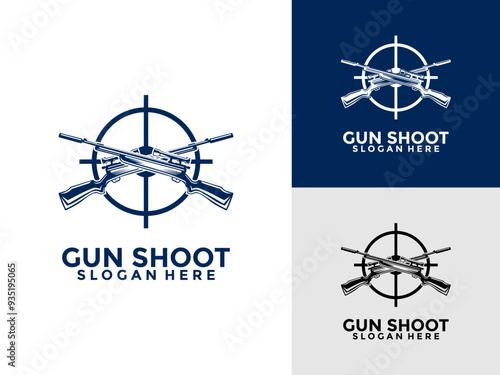 Creative Gun Logo Vector Design. Sniper Shoot Logo Template,