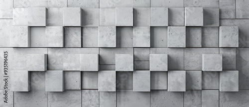 Wallpaper Mural Polished Concrete Mosaic Wall, Semigloss finish, Square tiles, Stacked bricks forming a textured backdrop, Modern design, Three-dimensional aesthetic, Contemporary interior decor Torontodigital.ca