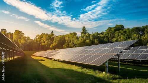 Harmony in Nature: Solar Panels in a Green Field