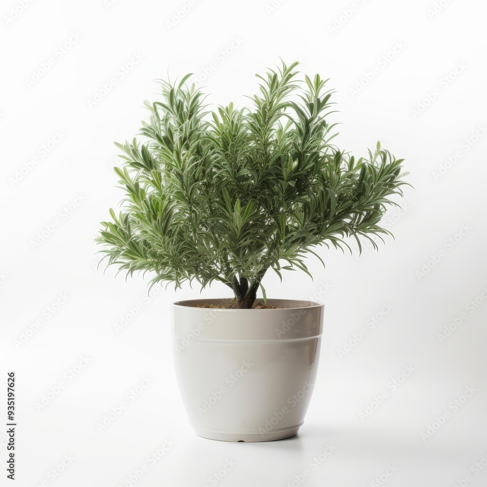 Potted Rosemary Plant on White Background - Aromatic Herb, Home Decor, Indoor Gardening Potted Rosemary Plant on White Background - Aromatic Herb, Home Decor, Indoor Gardening