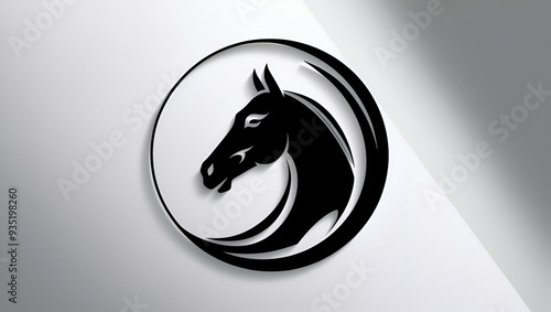 Horse logo design vector template.generative ai photo