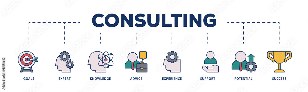 Consulting icons process structure web banner illustration of goals, expert, knowledge, advice, experience, support, potential, and success icon png transparent background. Consulting icons process structure web banner illustration of goals, expert, knowledge, advice, experience, support, potential, and success icon png transparent background.