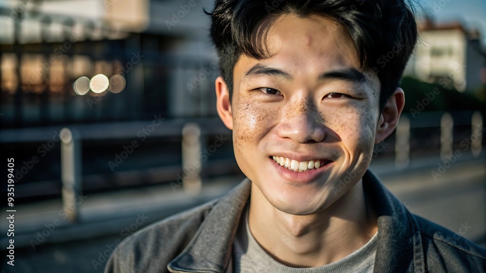 Portrait of a Young Man with Freckles Smiling. Portrait of a Young Man with Freckles Smiling.
