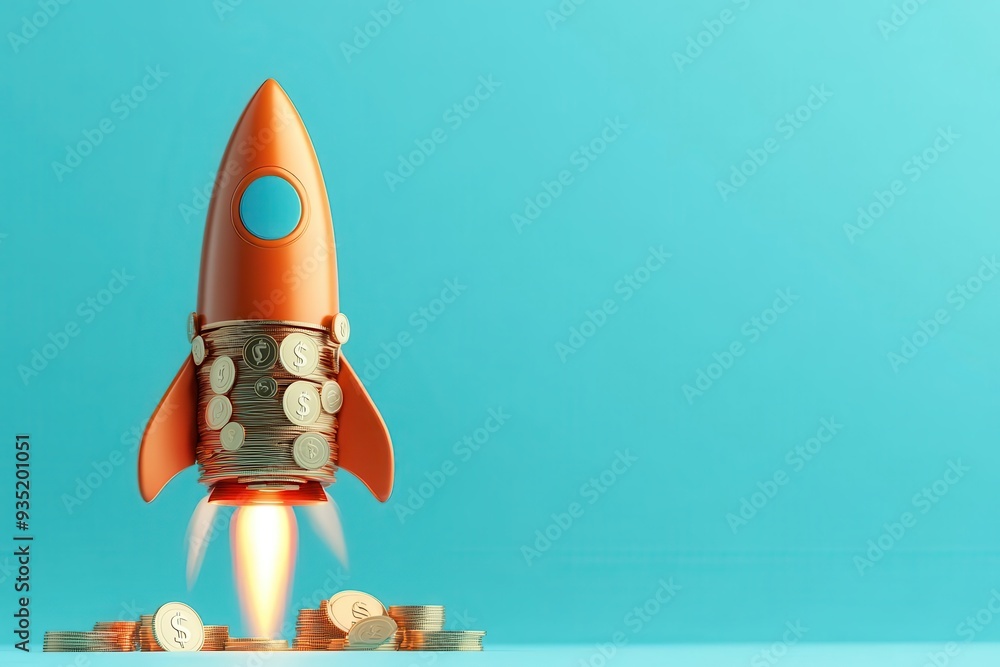 A rocket launch symbolizing financial growth and investment success with coins in a vibrant backdrop. A rocket launch symbolizing financial growth and investment success with coins in a vibrant backdrop.