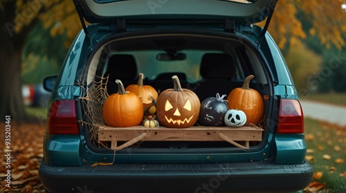 Wallpaper Mural halloween pumpkins on a car Torontodigital.ca