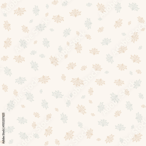 Seamless pattern of pastel floral designs on a cream background.