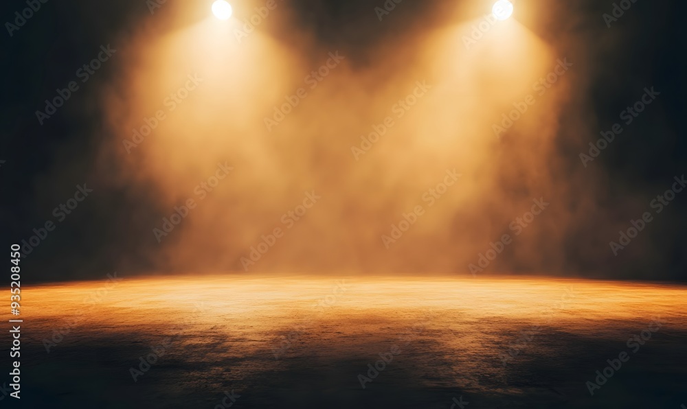 Dark orange background with spotlights, Generative AI Dark orange background with spotlights, Generative AI