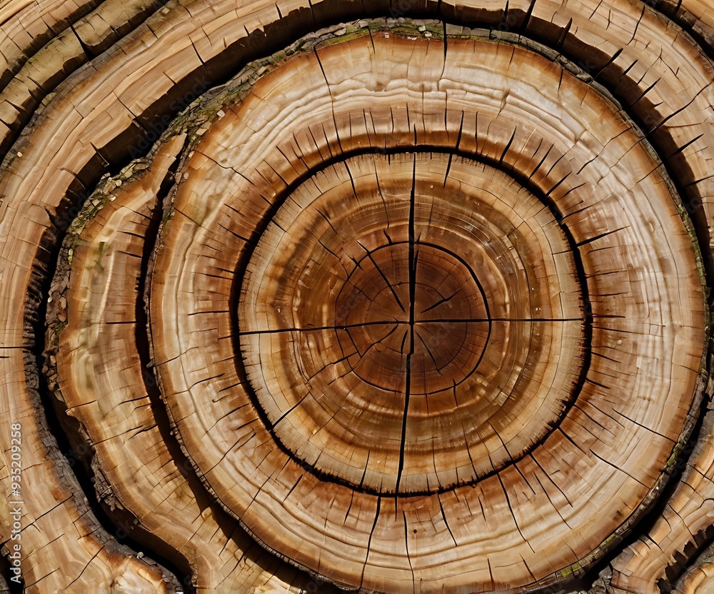 Naklejka premium Tree trunk cut close-up view, inside of a tree trunk view dry and brown