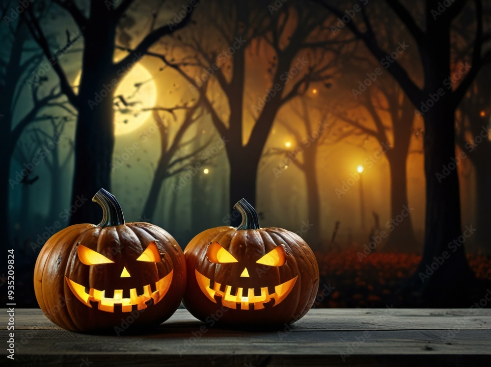 Obraz premium halloween pumpkin on a grave