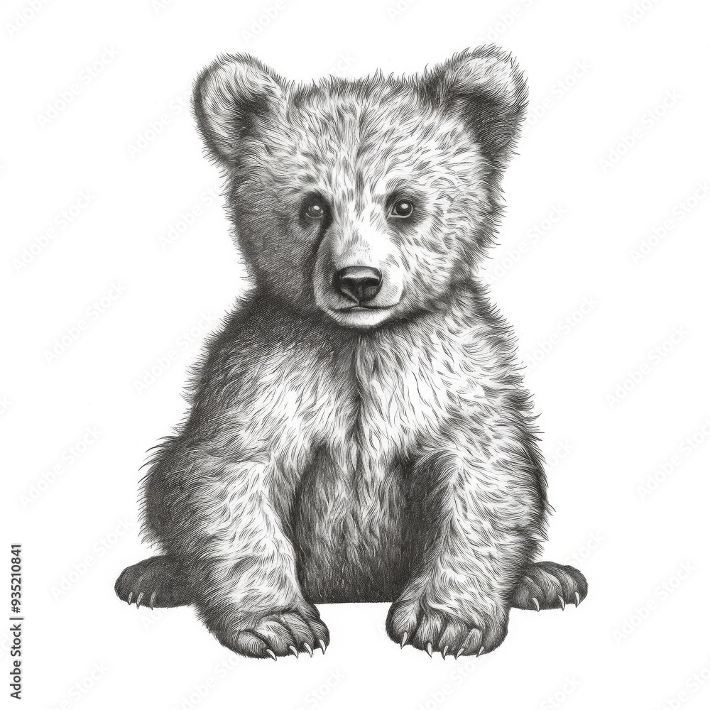 Fototapeta premium Detailed Illustration of a Cute Bear Cub for Animal and Wildlife Art
