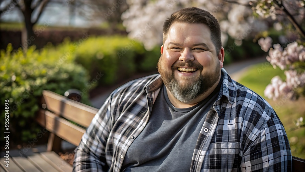 Happy Man Sitting on a Bench in a Park. Happy Man Sitting on a Bench in a Park.